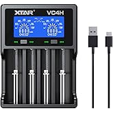XTAR 2022 New VC4H 18650 Charger 4 XTAR 4-Slot 18650 Battery Charger LCD Display Universal Charger with Type C for Li-ion Bat