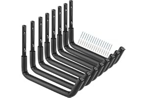 HEAVDACE Ganchos para escaleras de garaje con brazo jumbo de 12 pulgadas, paquete de 8 perchas resistentes para montar en la pared, organizador para bicicletas, sillas plegables