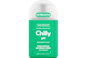 Chilly, Detergente Intimo Gel, Freschezza naturale a Lungo, con Anti-Odor, Per L'Igiene Intima, con Mentolo Naturale per una piacevole sensazione di freschezza, pH 5, Clinicamente Testato - 300 ml