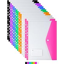 Heltrappe 14 Pack Plastic Wallets A4 Expandable Punched Pockets, A4 Folders Wallets Plastic