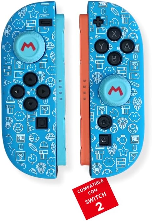 MME Funda de Silicona para Joy-con Switch 2, Antideslizante y Suave al Tacto, Protección para Mandos contra Desgaste y arañazos, Accesorios Switch 2 (Mario Azul)