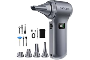 NACKEO Soplador de Aire Eléctrico con 230.000 RPM,100 Velocidades Ajustables, Soplador de Polvo Equipado con Pantalla y Luz Auxiliar, Adecuado para Varios Productos Electrónicos, Hogar, Coche y Exteriores