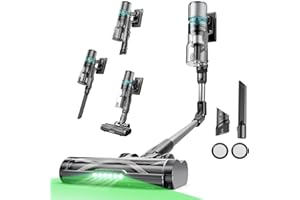 Proscenic P16 Aspirapolvere Senza Fili Potente 550W/55KPA/65min, Scopa Elettrica Senza Fili con Bacchetta Pieghevole, Spazzola Antigroviglio, Batteria Rimovibile per Pavimenti/Tappeti