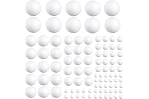 HAYAGIVE White Polystyrene Balls 100Pcs 5 Sizes Craft Foam Balls Solid Sphere Styrofoam Ball for DIY Art Craft, School Projects, Household, Christmas Easter Party Decoration