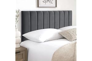 SK Stores Luxury Portland Headboard Elegant design Plush Velvet 20" Divan Bed | Upholstered Padded Headboard for Divan Beds, Bedroom and Hotel Furniture (4Ft 6in Double - Charcoal)