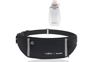Mobico Laufgürtel für Handy - Lauftasche Jogging, Hüfttasche, Sportgürtel, Running Belt zum Joggen, Laufen, Sport, Fitness - passend für alle Smartphones (Black+Bottle)