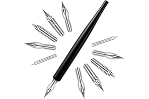 ZEYIYER 11Pcs Dip Pen, Black Wooden Drawing Pen Holder with Stainless Steel Dip Pens, G Pens Ink Nibs Set for Comic, Drawing, Writing, Calligraphy