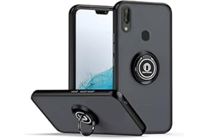 JIEZUIMEI Funda para Huawei P20 Lite Carcasa, Ultra Delgado Mate Translúcido Antigolpes Dura PC + Suave Silicona TPU Bumper Estuche Case con 360 Grados Anillo iman Soporte Negro