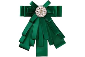Allegra K Women's Pre-tied Bowknot Beads Bow Tie Elegant Ribbon Brooch