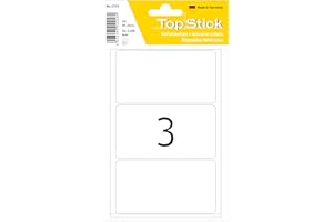 TopStick Etichette multiuso, 3 etichette per foglio, 15 fogli, 52 x 100 mm, 45 etichette, etichette autoadesive grandi, etichette adesive vuote per ufficio cucina casa, bianco