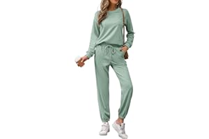 REORIA Donna Manica Lunga Girocollo Tinta unita Due Pezzi Outfit Felpa Jogger Tuta Set Felpa & Pantaloni Della Tuta