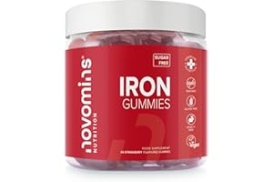 ‎NOVOMINS Iron Gummies – Zuckerfrei – Hochwirksames Eisenergänzungsmittel für Frauen und Männer – Vegan – 1-Monats-Vorrat – Kaubare Eisengummies – Immunitäts – Hergestellt von Novomins
