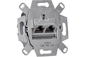 Rutenbeck UAE - Cat. 6A iso Universal-Anschlussdose/Datendose LAN 136104070, 2-Fach RJ45, 10 Gbit/s, Unterputz, geschirmt