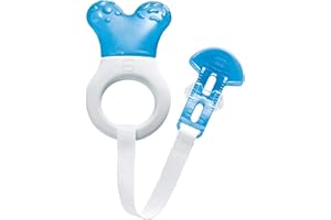 MAM Mini Cooler & Clip | Teething Toy with Water-Filled Cooling Element | Suitable from Birth to 3 Years | Relief for Painful and Sensitive Gums | Easy-to-Hold Handle | Blue