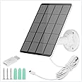 5W Solar Panel for Security Camera, IP65 Waterproof Solar Charger with 360°Adjustable Mounting 9.1ft Micro USB Port Charging Cable USB-C Port Connector for Outdoor Rechargeable Battery Camera (1 pack)