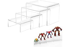 Akryldisplay stativ transparent, 4 stycken rektangulära akrylstativ, avståndshållare för display, akryldisplay risers, cupcake dessert stativ för smycken smink makeup pop figurer hållare