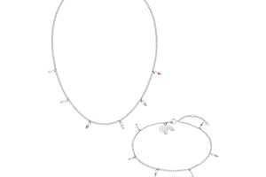 Purelei® Anuenue, set di gioielli da donna in acciaio inox, resistente all'acqua, collana e cavigliera con perline colorate