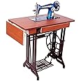 UNbit Sewing Machine Vintage Sewing Machine Household Foot-Operated Manual Tailor Head Eat Thick Sewing Machine with Iron Frame - Old Fashioned WEWYQSJXBXF-4129(Color:A,Size:)
