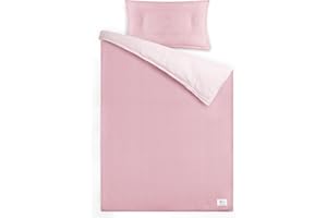 LULU MOON lulumoon Musselin pościel dziecięca 100 x 135: poszwa na kołdrę 100 x 135 + poszewka na poduszkę 40 x 60 cm z bawełny – lekki i wygodny zestaw pościeli dla niemowląt (różowa, jasnoróżowa, 100 x 135 +