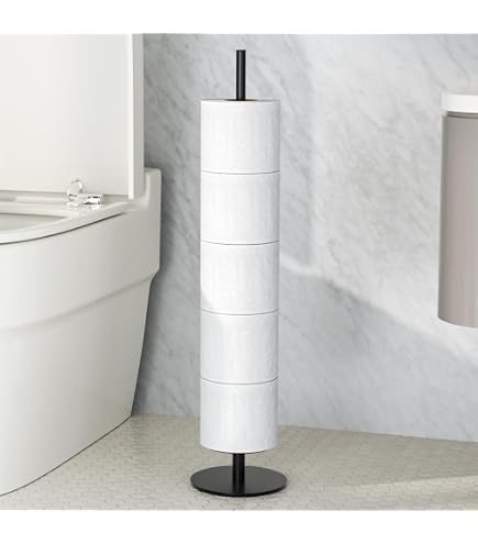 SunnyPoint Freistehender Toilettenpapierhalter – Schwarz/nickel, Stabil, 60 Cm Hoch