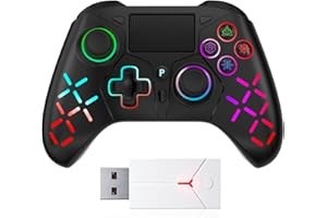 FOIRCEADAL Wireless Controller for PS5/PC/PS4 with Adapter, 3.5mm Audio Jack, Marco Function Contro, 6-Axis Motion