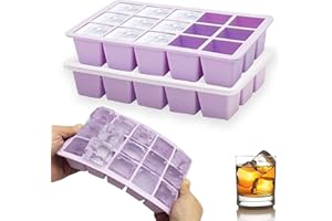 Theuwnee® Platynowa silikonowa forma na kostki lodu, z pokrywką, bezzapachowa, można układać w stos i myć w zmywarce, do piwa, whisky, koktajli i przekąsek dla niemowląt, w zestawie, bez BPA (fioletowa)