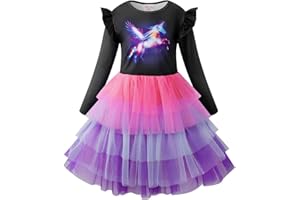 VASCHY Butterfly Dress for Girls, Cute Girls Sequin Tulle Ruffle Sleeve Princess Outfit Party Clothes,Toddler/Little/Big Kid Girls Clothing Size 5T