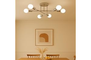 Brantoo Ceiling Lights, 6 Lights Modern Chandelier Ceiling Light Fixtures, E27 Sockets Industrial Sputnik Ceiling Light for Living Room Sitting Room Bedroom Kitchen Office Hallway (Silver)