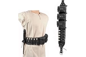 SIULAS Mittelalterliche PU-Leder-Schwertscheide – verstellbarer Kunstleder-Schwertgürtel – Steampunk-Alchemisten-Schultergurt, Flasche, Hüfttasche – für Schwertgürtel-Zubehör (schwarz)
