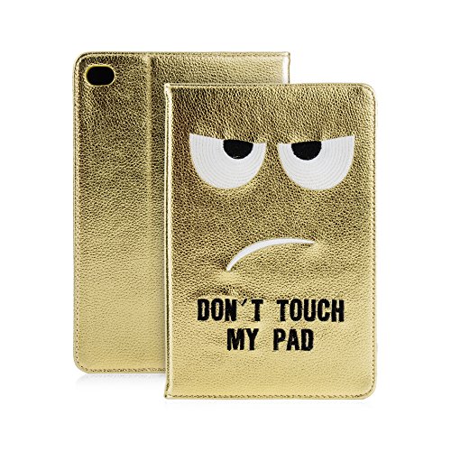 iPad Mini 4 Hülle – Deenor [Customize und Hand Stickerei][Cool Mode Design] Luxus PU Leder Flip Stand Tasche Abdeckung Mit Magnetisch Auto aufwachen / Schlaf Funktion Tasche Schutzhülle Hülle für Apple iPad Mini 4 Generation. (Gold Monster) - 2