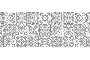 Funlife Selbstklebend Tapetenbordüre, Tapete Bordüre Deckenbordüre Wandaufkleber Bodenleiste zum Abziehen und Aufkleben für Bad Küche Fliesen Wanddekoration, Mosaik-Muster, wasserdicht, 10cm x 2m,PVC