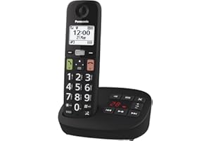 Panasonic KX-TGU130EXB Telefono Cordless Digitale con Segreteria Telefonica, Unità Base e 1 Ricevitore, Display LCD, Tasti Grandi, Fav Call, Compatibile con gli Apparecchi Acustici, Nero