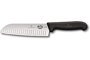 Victorinox Fibrox Cuchillo de cocina Santoku de 17 cm, fabricado en acero y color negro