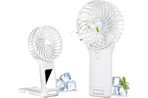 Wastou Ventilatore Portatile, Mini Ventilatore Silenzioso Ricaricabile USB, Piccolo Ventilatore Personale a 4 Velocità con Specchio, Ventilatore da Tavolo a Batteria per Viaggi in Ufficio all'Aperto