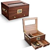 Camlı Sedir Ağacı &Ccedil;ekmeceli Humidor Puro Kutusu rc56