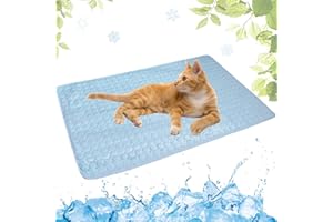 LEZUAN Cooling Mat for Dogs and Cat, Heat Relief Pet Cooling Mat for Crates, Kennels and Beds - Portable and Washable(Light Blue,30x40cm)