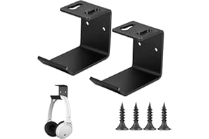 Jttxiu 2 Pezzi Supporti per Cuffie, Gancio per Cuffie Sotto Scrivania, Supporto da Parete per Cuffie Wireless e Cablate, con Nastro Adesivo e Viti per Cuffie (nero)