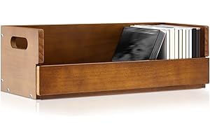 CroBlissful 1 Set Wooden CD Storage Box Holder Racks with Carrying Handles, Cassette Tape Display Stand, Organizer Shelf for DVDs, Movie Cases (Brown), Can Store up to 36 Pcs