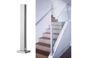 ZAQY Ringhiera Vetro Scale Interne Esterni Argento Paletto per Ringhiera per Pannelli in Vetro/Plastica/Legno 10/12 Mm, Palo per Balaustra in Vetro in Acciaio Inossidabile per Balcone/Scale