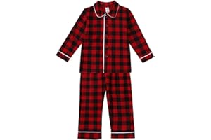 GENERIC Schlafanzug Jungen Mädchen Karierter Pyjama Set Kinder Unisex Langarm Schlafanzughose 2 Teilig Nachtwäsche Schlafanzüge für Kleinkind Baby Warme Süßer Gemusterter Loungewear