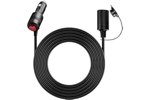 PPPANDA Przedłużacz samochodowy 12 V, przedłużka do zapalniczki samochodowej z wtyczką i gniazdem, bezpiecznik 12 V/24 V do użytku w kamperze itp. Długość 5 m, kololr czarny