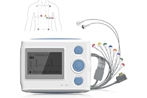 Wellue EKG Gerät 12 Kanal, 24h Holter EKG Monitor mit AI-ECG Analyse, Funktioniert mit PC und Mac, Tragbarer Mobiles 6 8 Kanal 24-Stunden Langzeit EKG Gerät für Zuhause