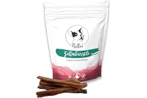 Zahnbürstle Rehhaut Kaustangen Natürlich & Getreidefrei - Rohhaut Kaurollen für Hunde gegen Zahnstein & Zahnbelag - Wild Rohleder Dental Sticks - Dental Care Dog Chew Sticks | Billos REH-Haut 120g