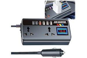 AINXTOLM Pu/re Sine Wave Car Inverter 12v to 240v,Car Inverter,Ca/r Converter to Outlet Plug,Vehicle Powers Converter,Powers Inv/erter,C/ar I/nverter Outlet,Ca/r Plug Adapter,2 Sockets Output 3 Usb Ports