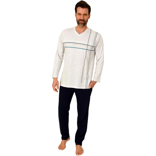 PIGIAMA UOMO APERTO IN FRESCO COTONE CON PANTALONI A RIGHE VERTICALI