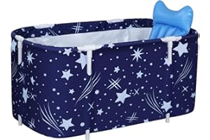 SINBIDE Bañera Plegable para Adultos y Niños Bañera Familiar Portatil con Respaldo, Cojín, Bomba de Pies, Funda Aislante, Bolsa de Baño y 2 Tubos de Drenaje, 125x55x54CM