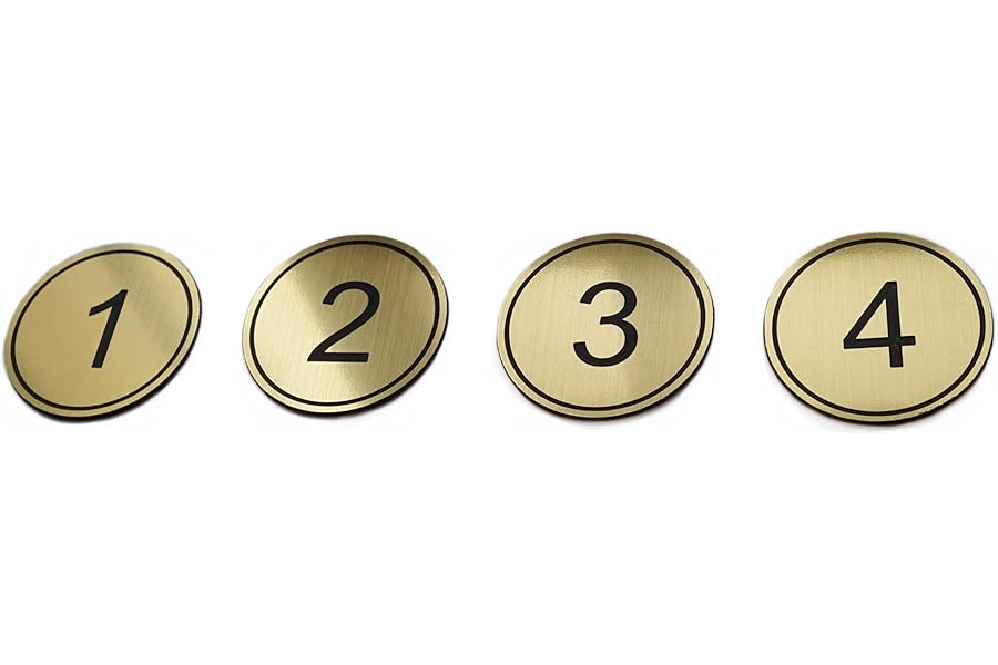 NanTun ABS Engraved 5cm Circular Table Numbers (1-25) Pubs Restaurants Clubs - Golden 1 to 25