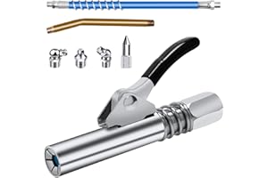 sitarcmin Fettpresse Mundstück, Fettepresse für Schmiernippel, Einhandfettpresse mit 3 Schmiernippel und 30cm Schlauch, Fettpresse Kupplung für alle Arten von Fettpresse