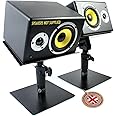 Pair of Desktop Speaker Stands for Studio Monitors - Tilt & Height Adjustable Bookshelf & Cinema Surround Sound Speakers by Nordell