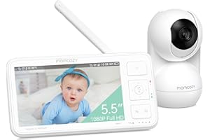 momcozy BM03 Video Babyphone, 5,5 Zoll 1080P FHD Babyphone mit Kamera ohne WLAN, Infrarot-Nachtsicht, VOX, 2-Wege-Audio, 500m Reichweite, lokale Aufnahme und Zurückspulen